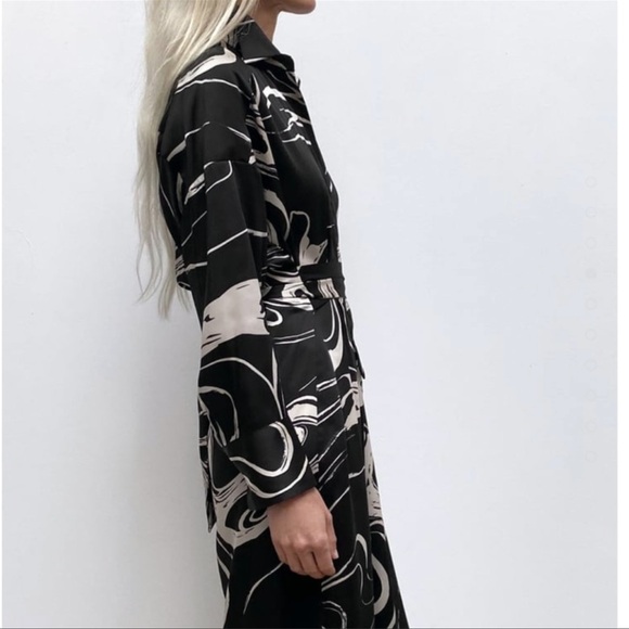 Zara Black Printed Shirt Dress - Picture 2 of 11